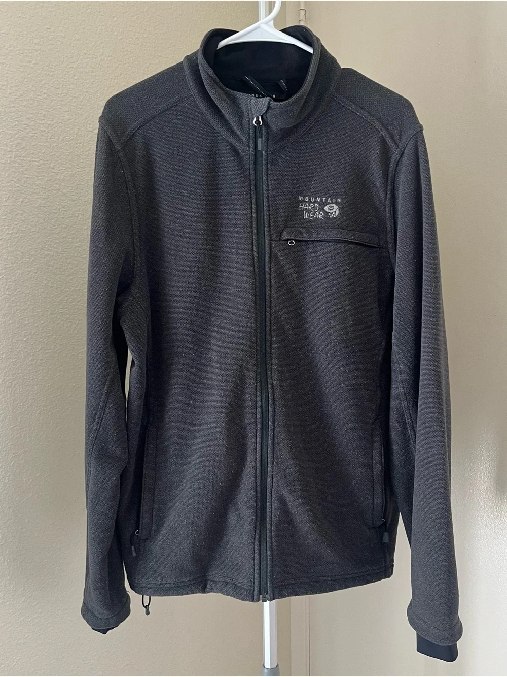 Mountain Hardwear Full Zip Fleece Jacket Gray Textured OM5961 Size M